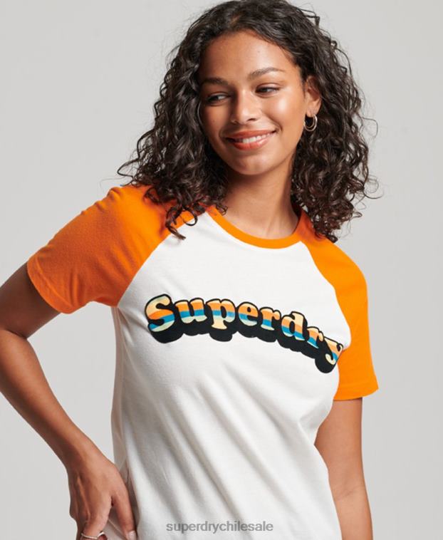mujer Superdry naranja camiseta raglán clásica cooper vintage 2R68Z2783