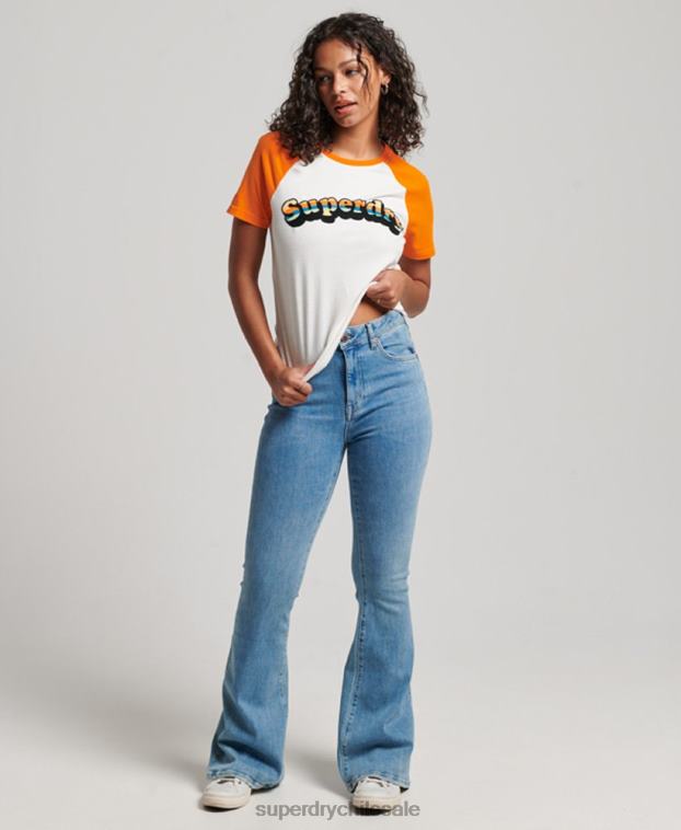 mujer Superdry naranja camiseta raglán clásica cooper vintage 2R68Z2783