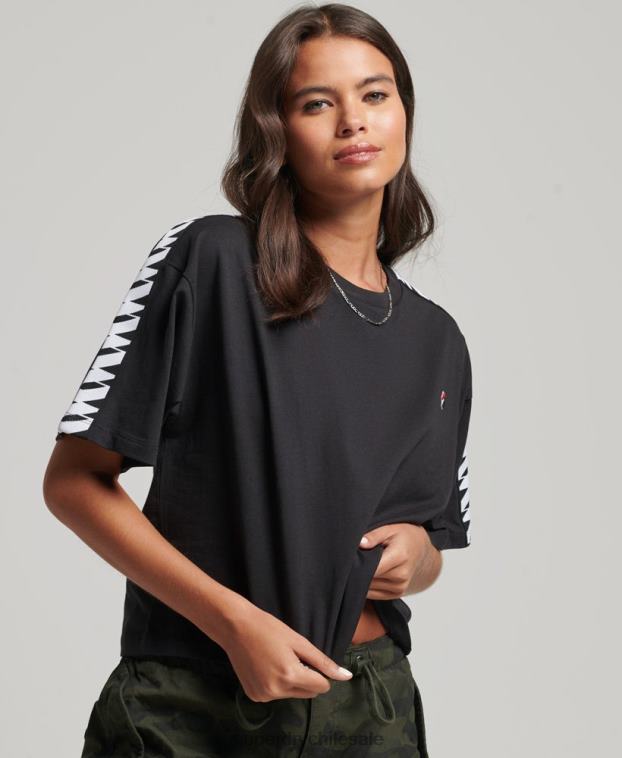 mujer Superdry negro camiseta boxy extragrande con cinta del logo de code s 2R68Z2739