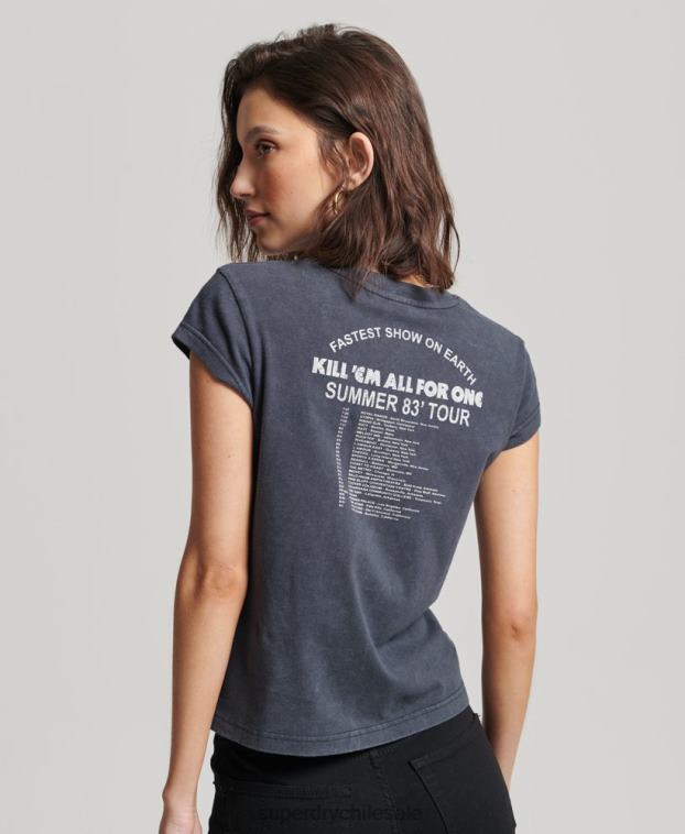 mujer Superdry negro camiseta con banda de manga japonesa de Metallica 2R68Z2613