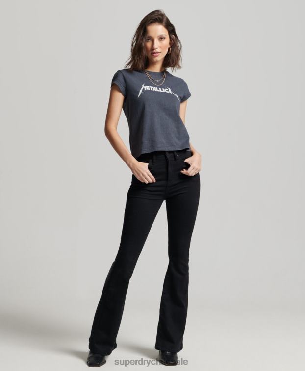 mujer Superdry negro camiseta con banda de manga japonesa de Metallica 2R68Z2613