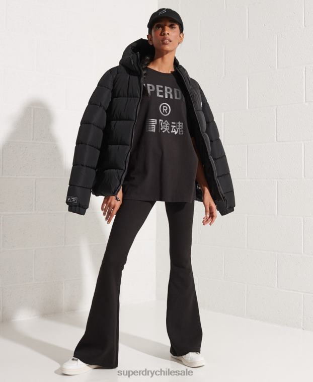 mujer Superdry negro camiseta con logo estampado 2R68Z6273