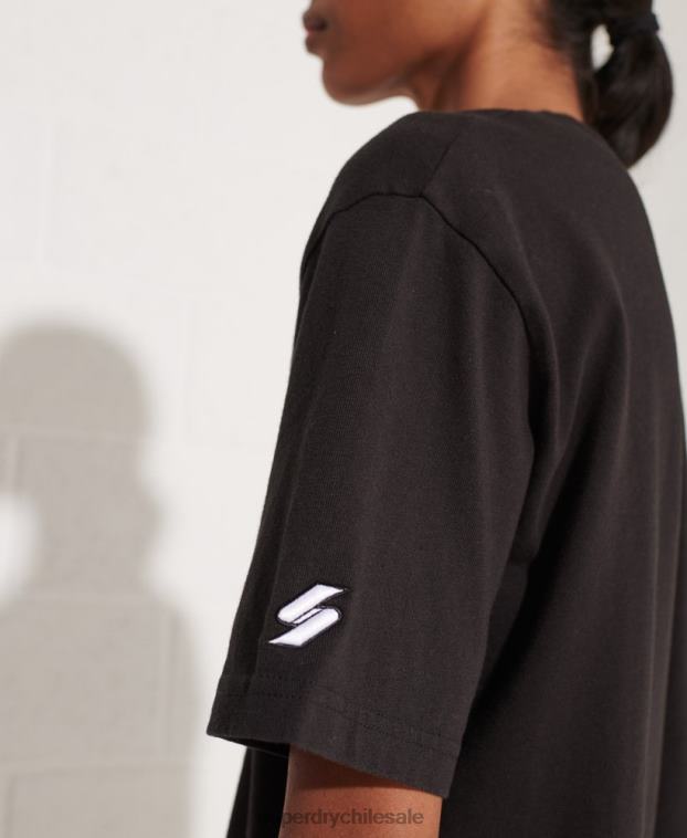 mujer Superdry negro camiseta con logo estampado 2R68Z6273