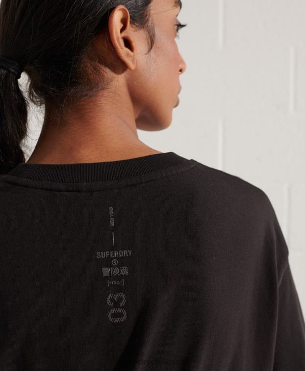 mujer Superdry negro camiseta con logo estampado 2R68Z6273