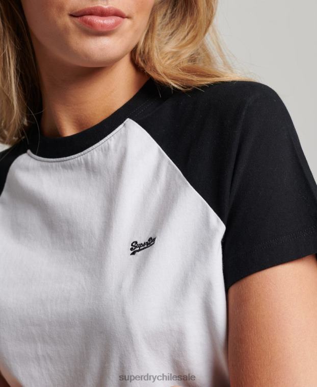 mujer Superdry negro camiseta de béisbol vintage de algodón orgánico 2R68Z2676