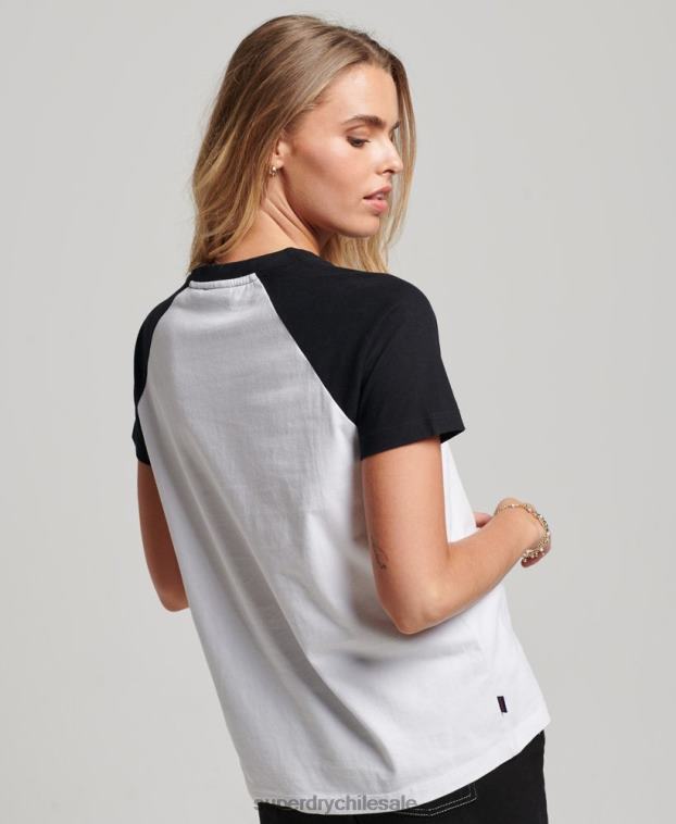 mujer Superdry negro camiseta de béisbol vintage de algodón orgánico 2R68Z2676