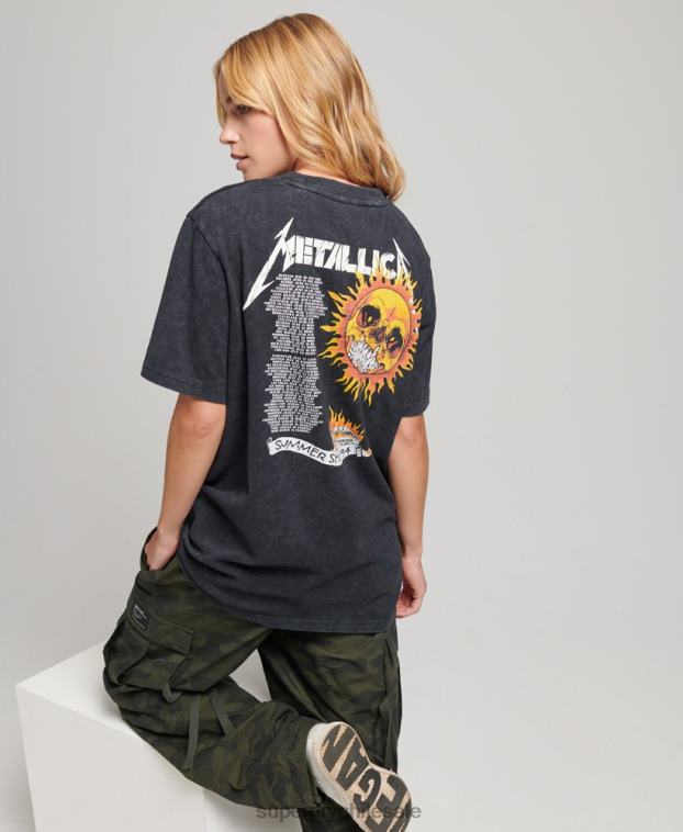 mujer Superdry negro camiseta de la banda de edición limitada de metallica 2R68Z2799