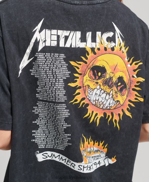 mujer Superdry negro camiseta de la banda de edición limitada de metallica 2R68Z2799