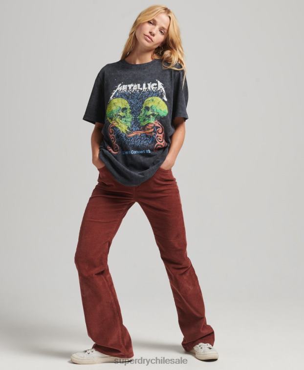 mujer Superdry negro camiseta de la banda de edición limitada de metallica 2R68Z2855