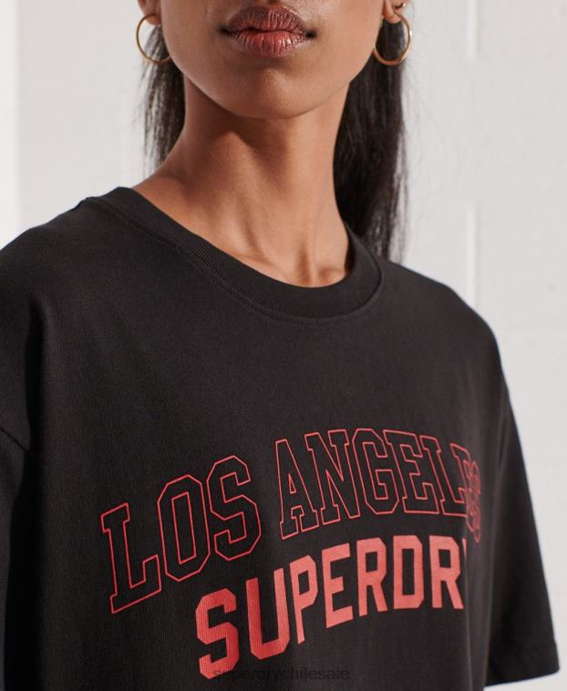 mujer Superdry negro camiseta de la universidad de la ciudad 2R68Z6741
