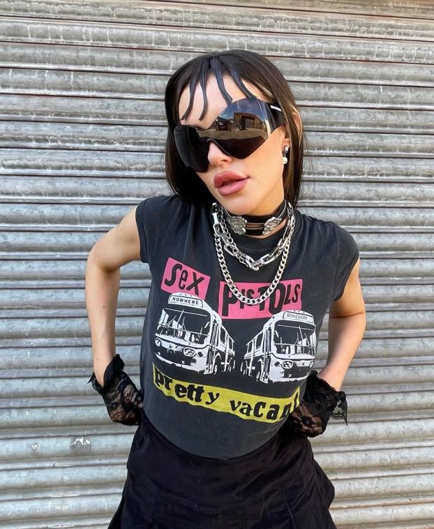 mujer Superdry negro camiseta de manga corta de edición limitada de sex pistols 2R68Z2767