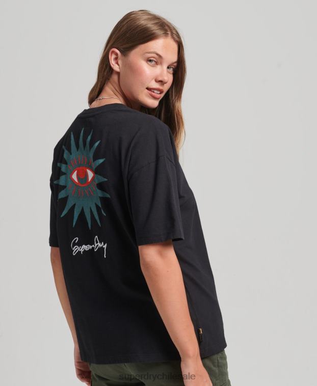 mujer Superdry negro camiseta folk nómada 2R68Z2789