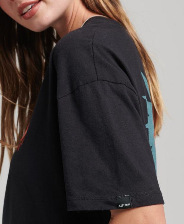 mujer Superdry negro camiseta folk nómada 2R68Z2789