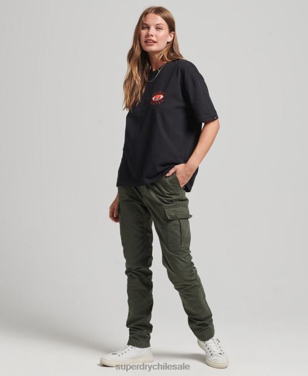 mujer Superdry negro camiseta folk nómada 2R68Z2789