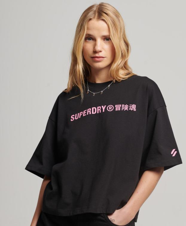 mujer Superdry negro camiseta sport core algodón orgánico 2R68Z2310