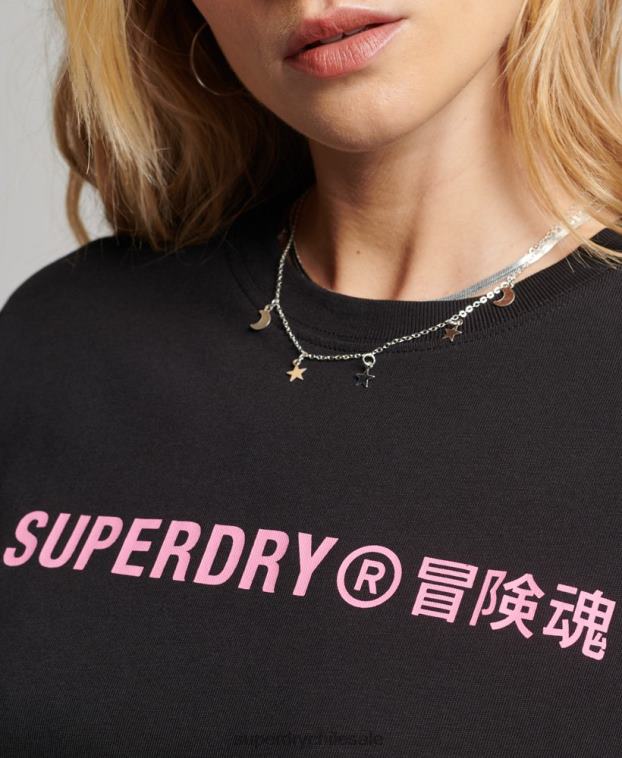 mujer Superdry negro camiseta sport core algodón orgánico 2R68Z2310