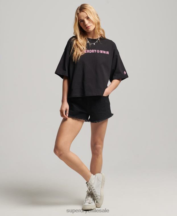 mujer Superdry negro camiseta sport core algodón orgánico 2R68Z2310