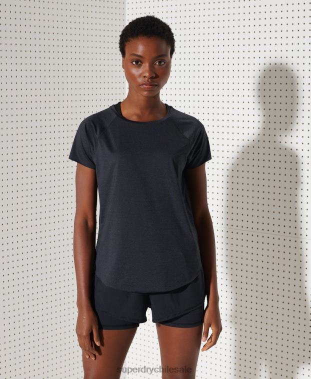 mujer Superdry negro corriendo libre camiseta 2R68Z6357