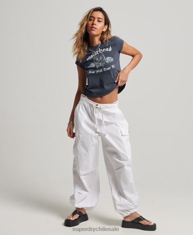 mujer Superdry negro playera con banda de manga casquillo de motorhead 2R68Z2620