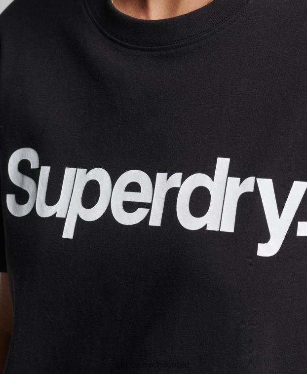 mujer Superdry negro playera con logo central 2R68Z2778