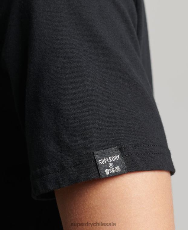 mujer Superdry negro playera con logo central 2R68Z6211