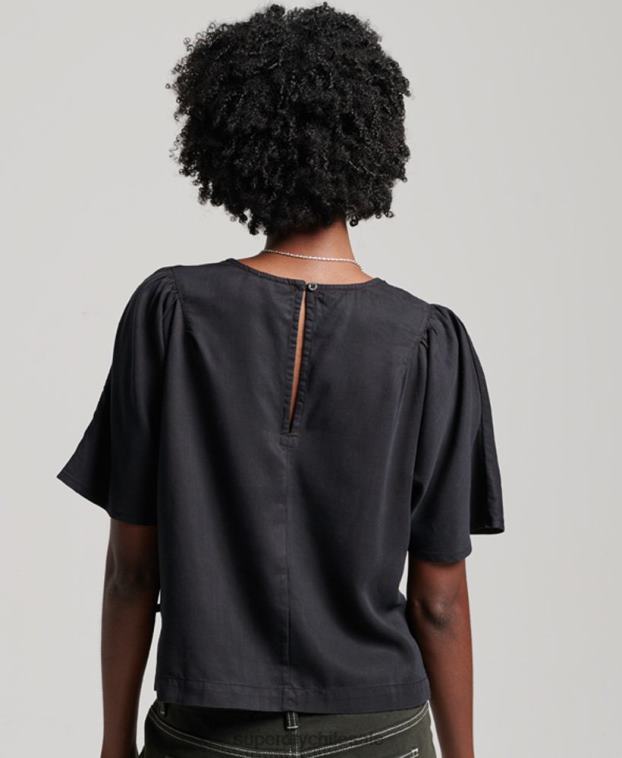 mujer Superdry negro playera con tejido de tencel 2R68Z2774