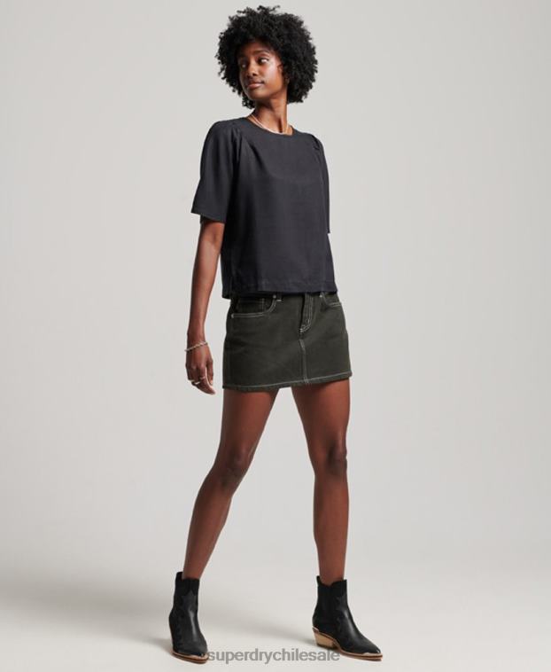 mujer Superdry negro playera con tejido de tencel 2R68Z2774