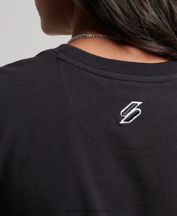 mujer Superdry negro playera pequeña con bordado gráfico de código 2R68Z2231