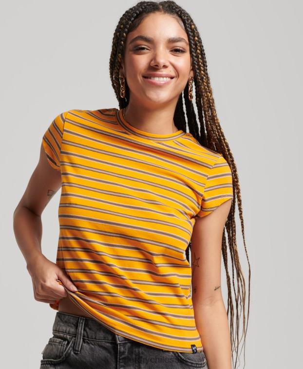 mujer Superdry oro camiseta corta vintage 2R68Z6252
