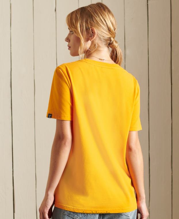 mujer Superdry oro playera con logo central 2R68Z6244