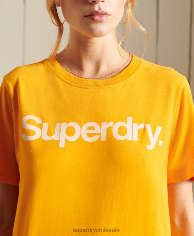 mujer Superdry oro playera con logo central 2R68Z6244