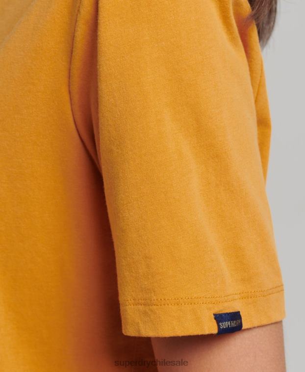 mujer Superdry oro playera con logo central de los 80 2R68Z2748