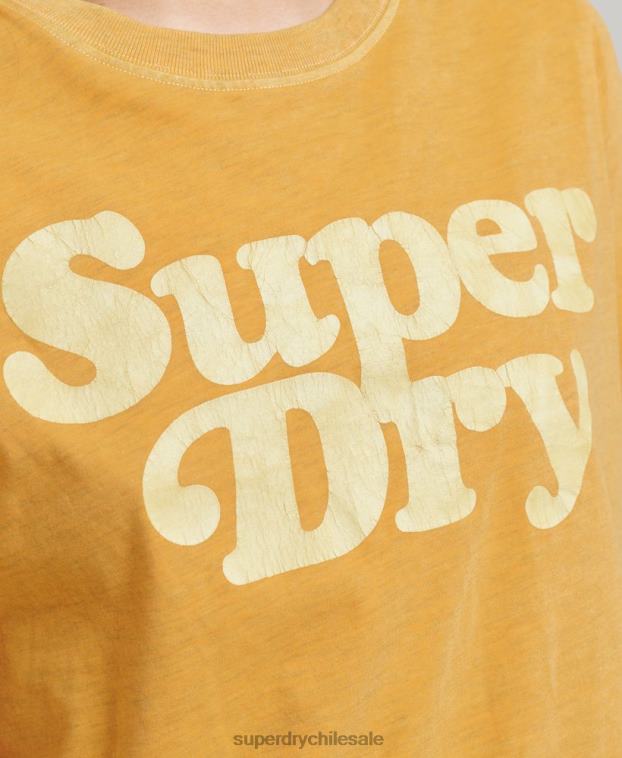 mujer Superdry oro playera cooper con logo clásico de los años 70 2R68Z6219