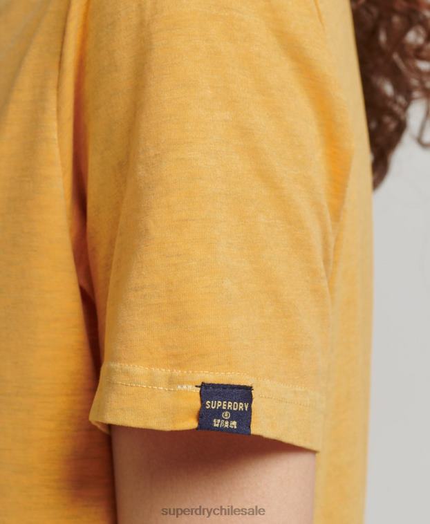 mujer Superdry oro playera cooper con logo clásico de los años 70 2R68Z6219