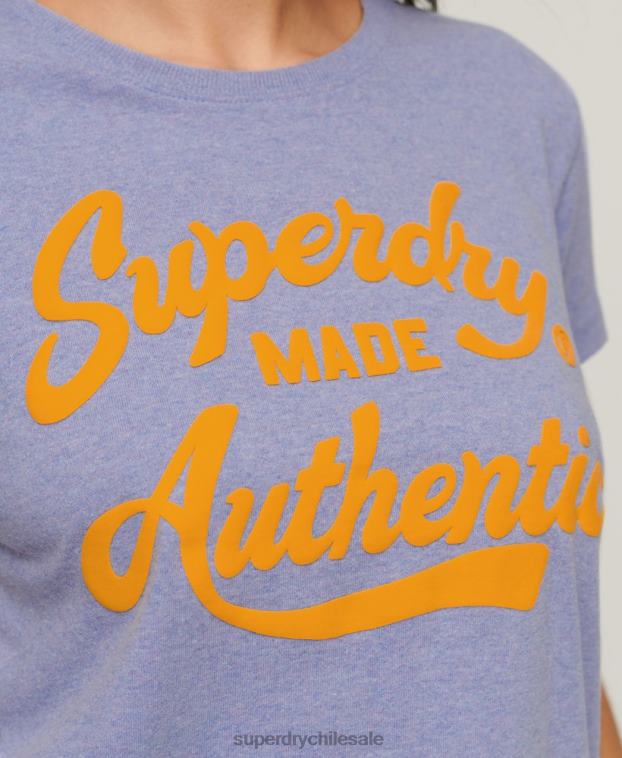 mujer Superdry púrpura archivo neón camiseta gráfica 2R68Z2657