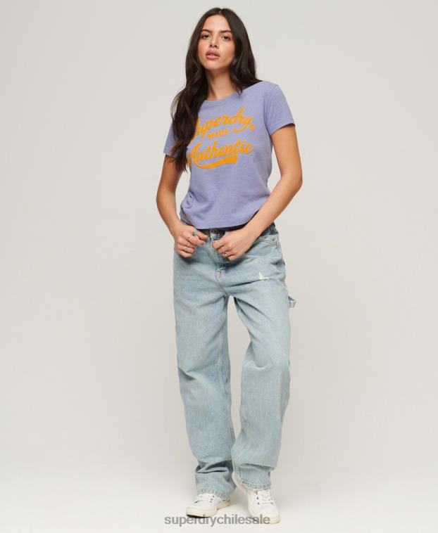 mujer Superdry púrpura archivo neón camiseta gráfica 2R68Z2657