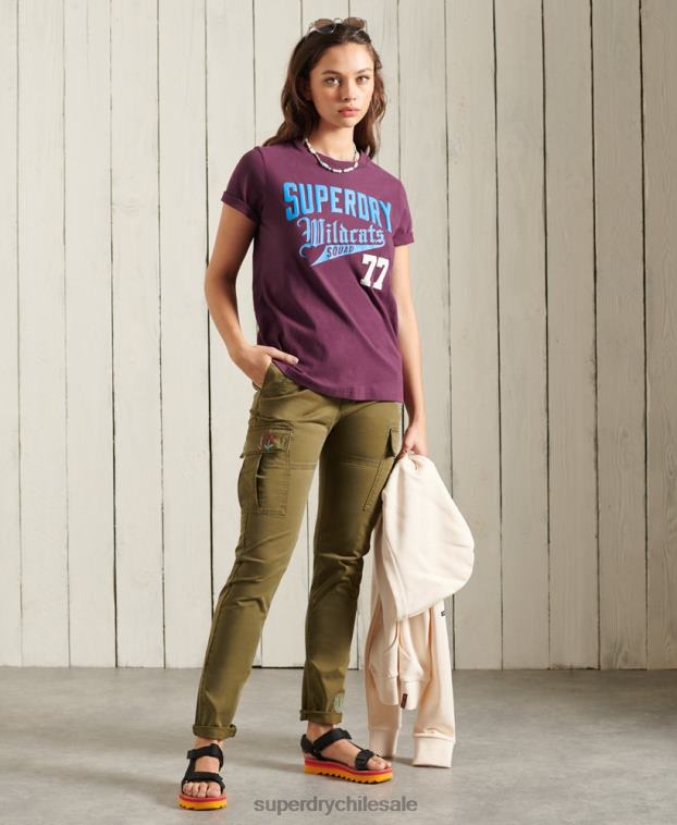 mujer Superdry púrpura camiseta colegial del estado de cali 2R68Z6285