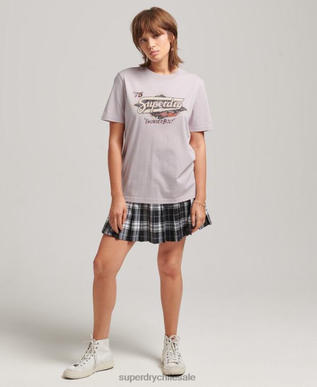 mujer Superdry púrpura camiseta gráfica bohemia 2R68Z2773
