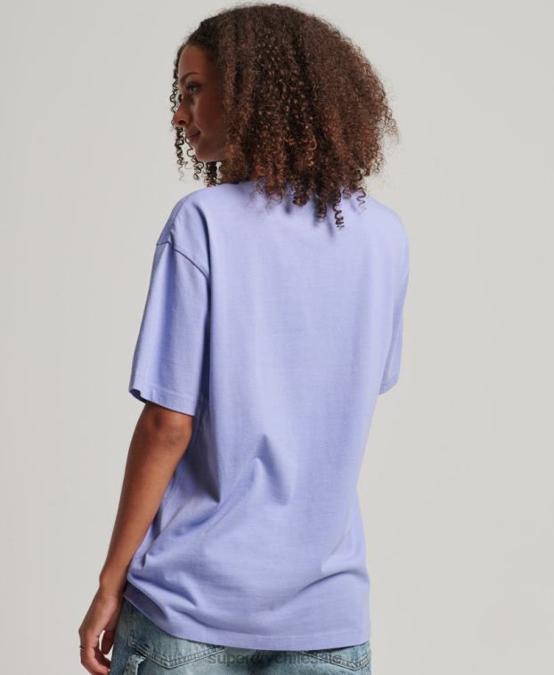 mujer Superdry púrpura camiseta holgada con aplique del logo 2R68Z6199