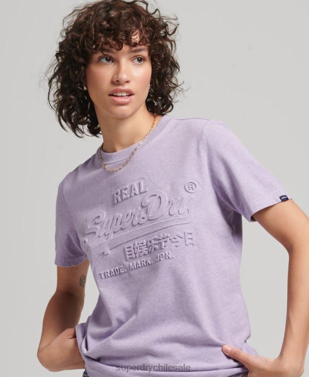 mujer Superdry púrpura playera con logo en relieve 2R68Z2652