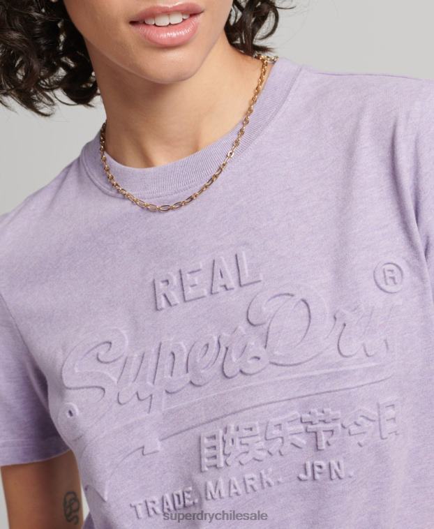 mujer Superdry púrpura playera con logo en relieve 2R68Z2652