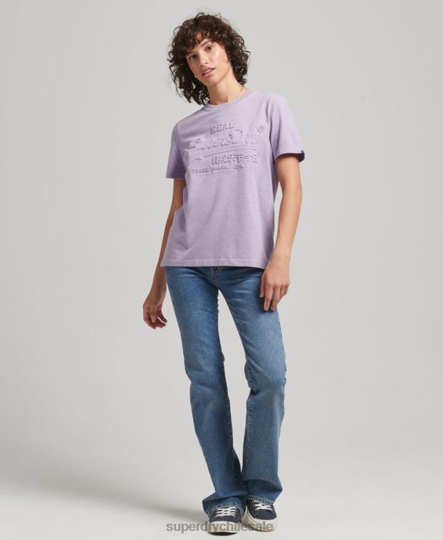 mujer Superdry púrpura playera con logo en relieve 2R68Z2652