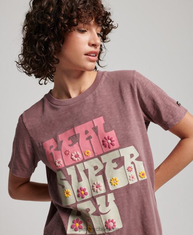 mujer Superdry púrpura playera superstate floral 2R68Z2618
