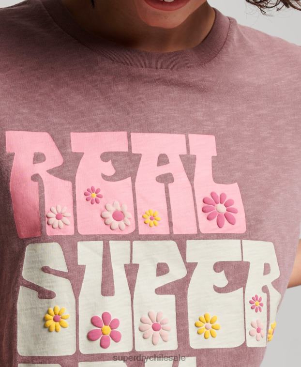 mujer Superdry púrpura playera superstate floral 2R68Z2618