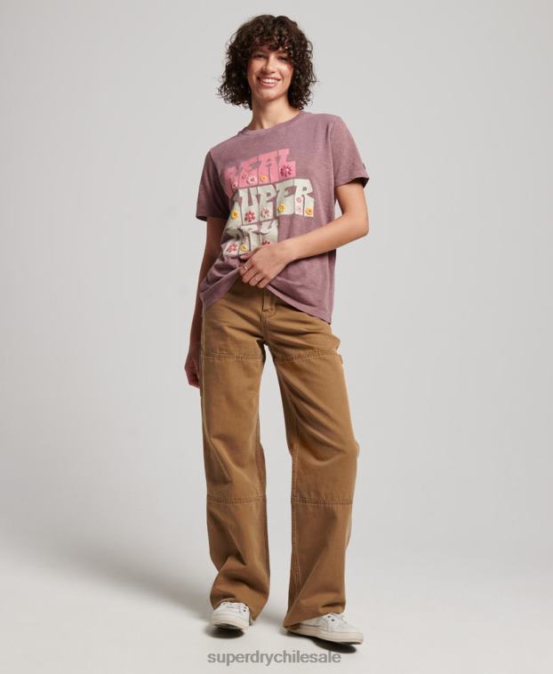 mujer Superdry púrpura playera superstate floral 2R68Z2618