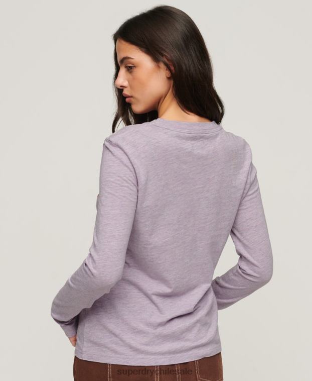 mujer Superdry púrpura top de manga larga de nostalgia vintage 2R68Z2885