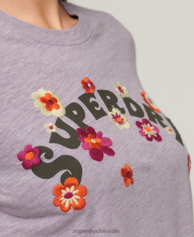 mujer Superdry púrpura top de manga larga de nostalgia vintage 2R68Z2885