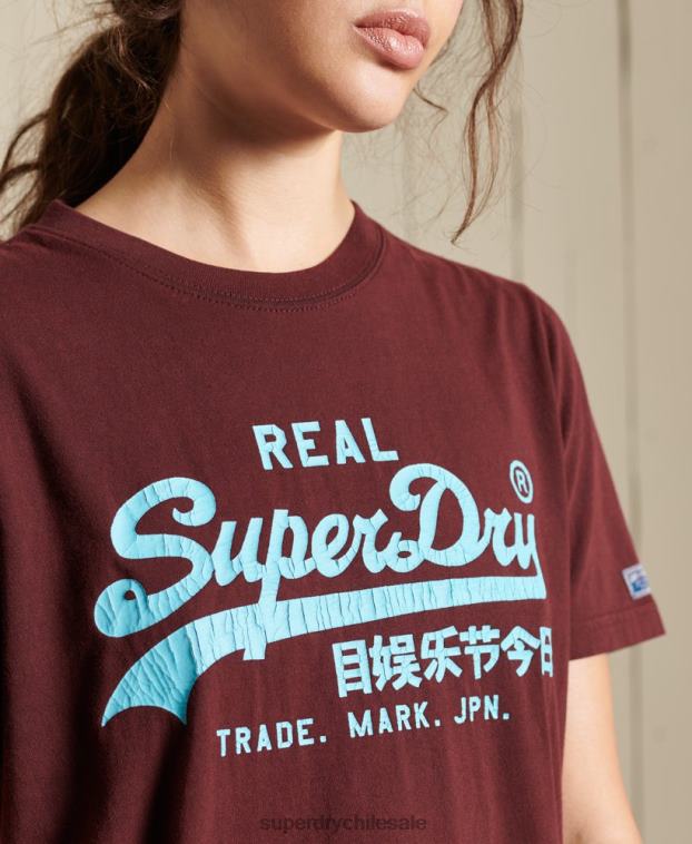 mujer Superdry rojo camiseta clásica americana con logo vintage 2R68Z2824