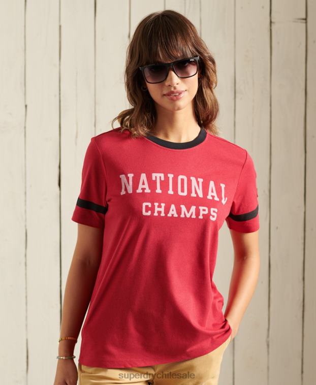 mujer Superdry rojo camiseta colegial de la liga de hiedra 2R68Z2850