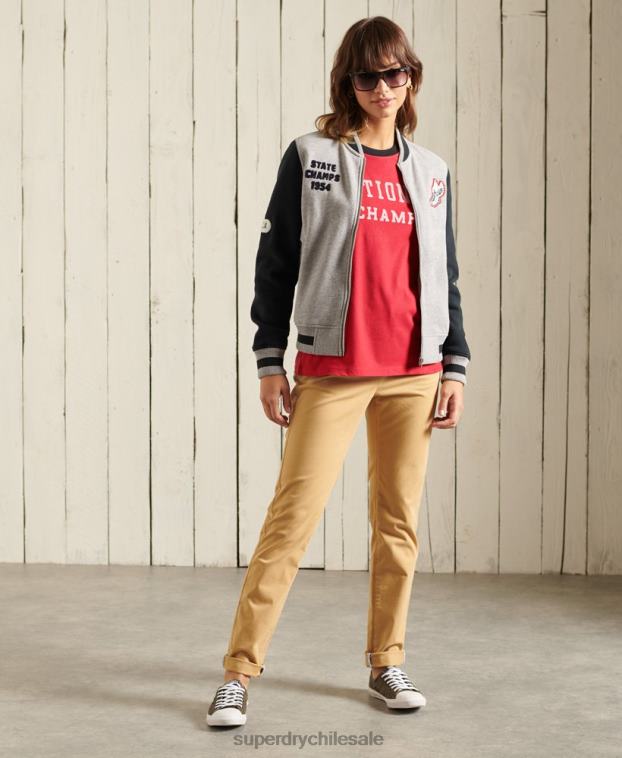 mujer Superdry rojo camiseta colegial de la liga de hiedra 2R68Z2850